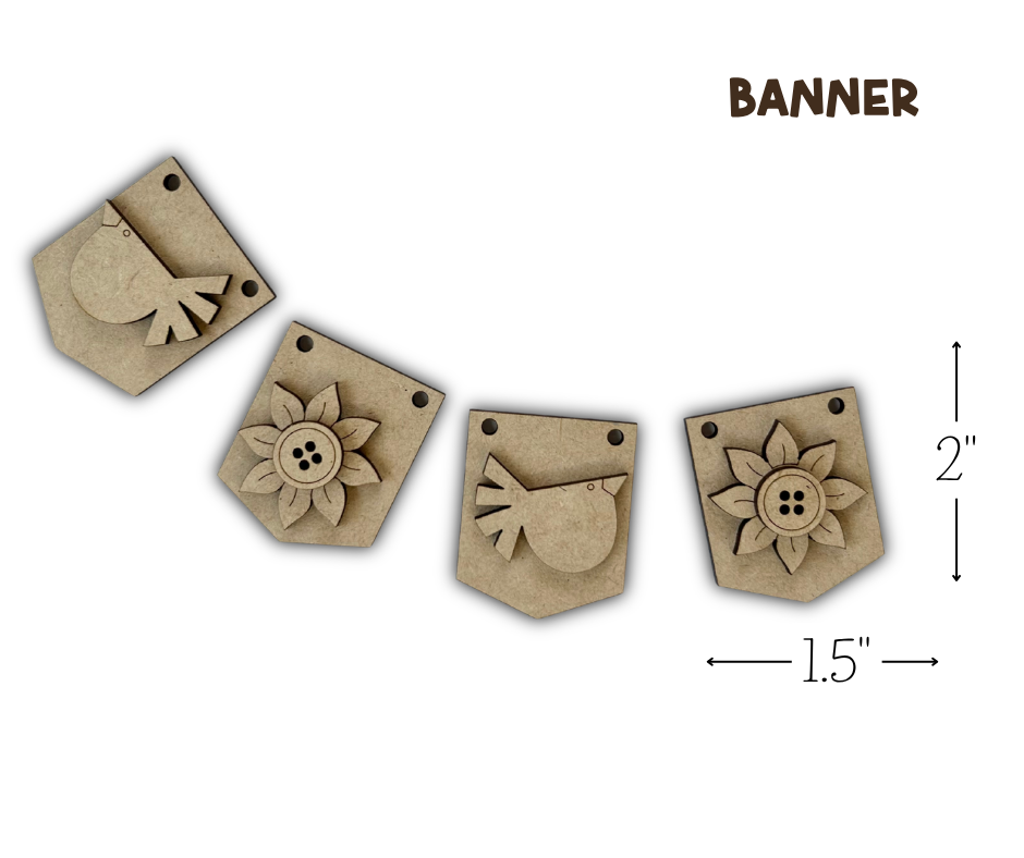 Sunflower Market Tray Decor Set – Wood Cuts