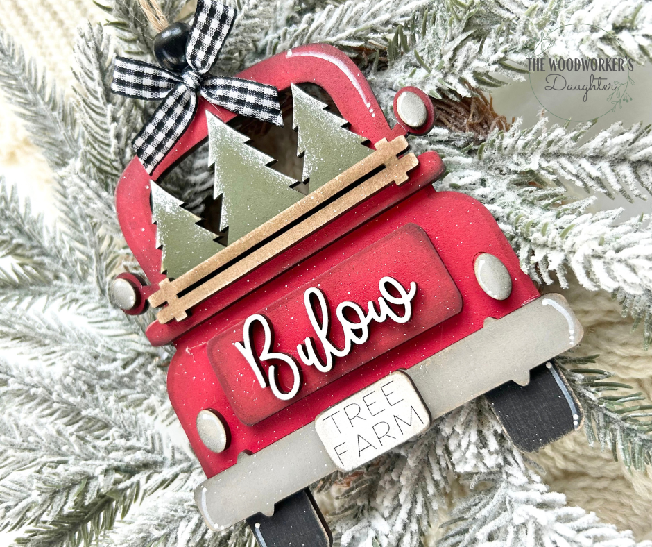 Personalized Classic Farmhouse Christmas Truck Ornament