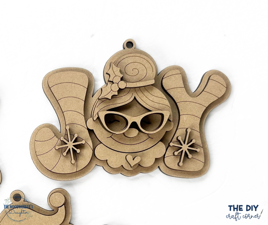 Joyful Faces Ornaments - Wood Cuts