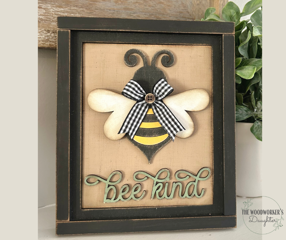Honey Bee Insert for Interchangeable Farmhouse Frame