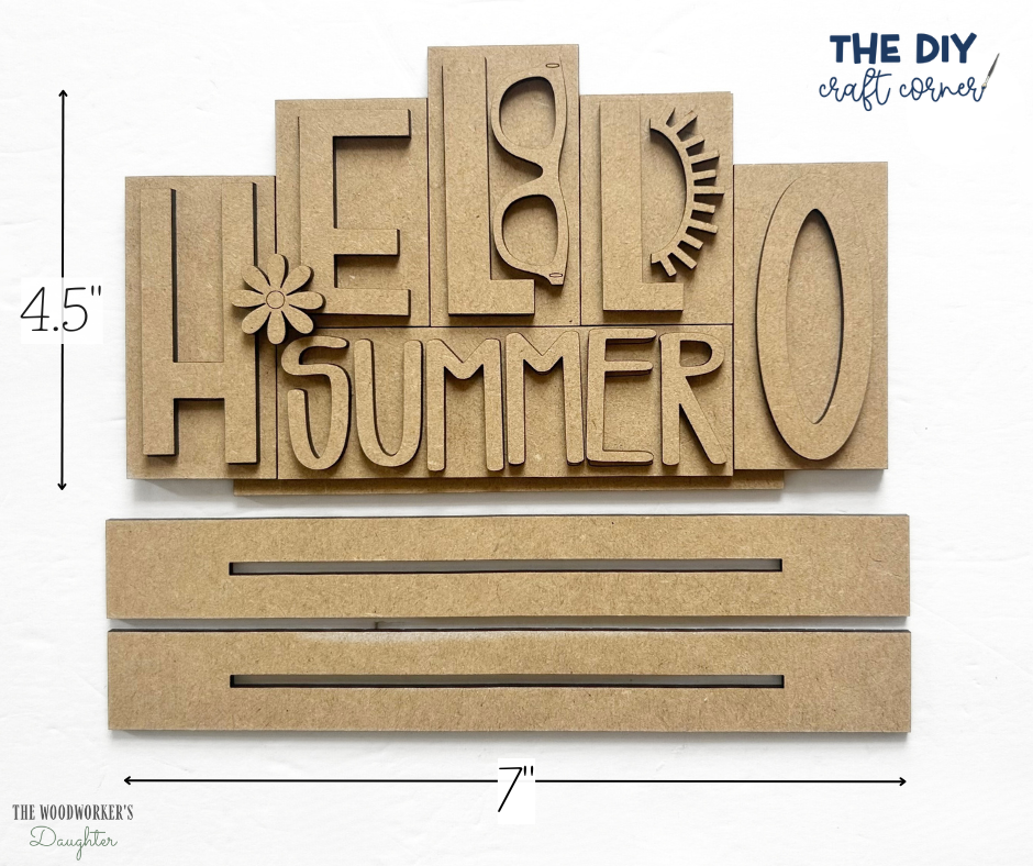 Hello Summer Word Sign – Wood Cuts