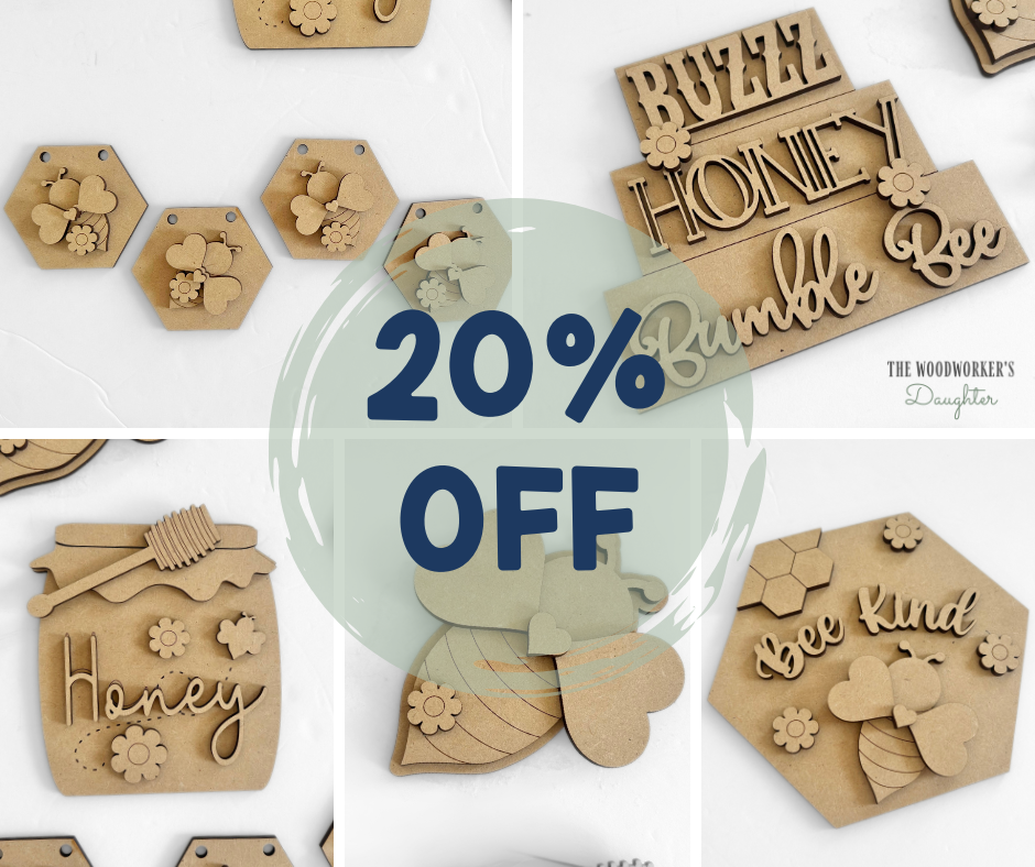 DIY Hello Honey Tiered Tray Set – Wood Cuts 20 % OFF