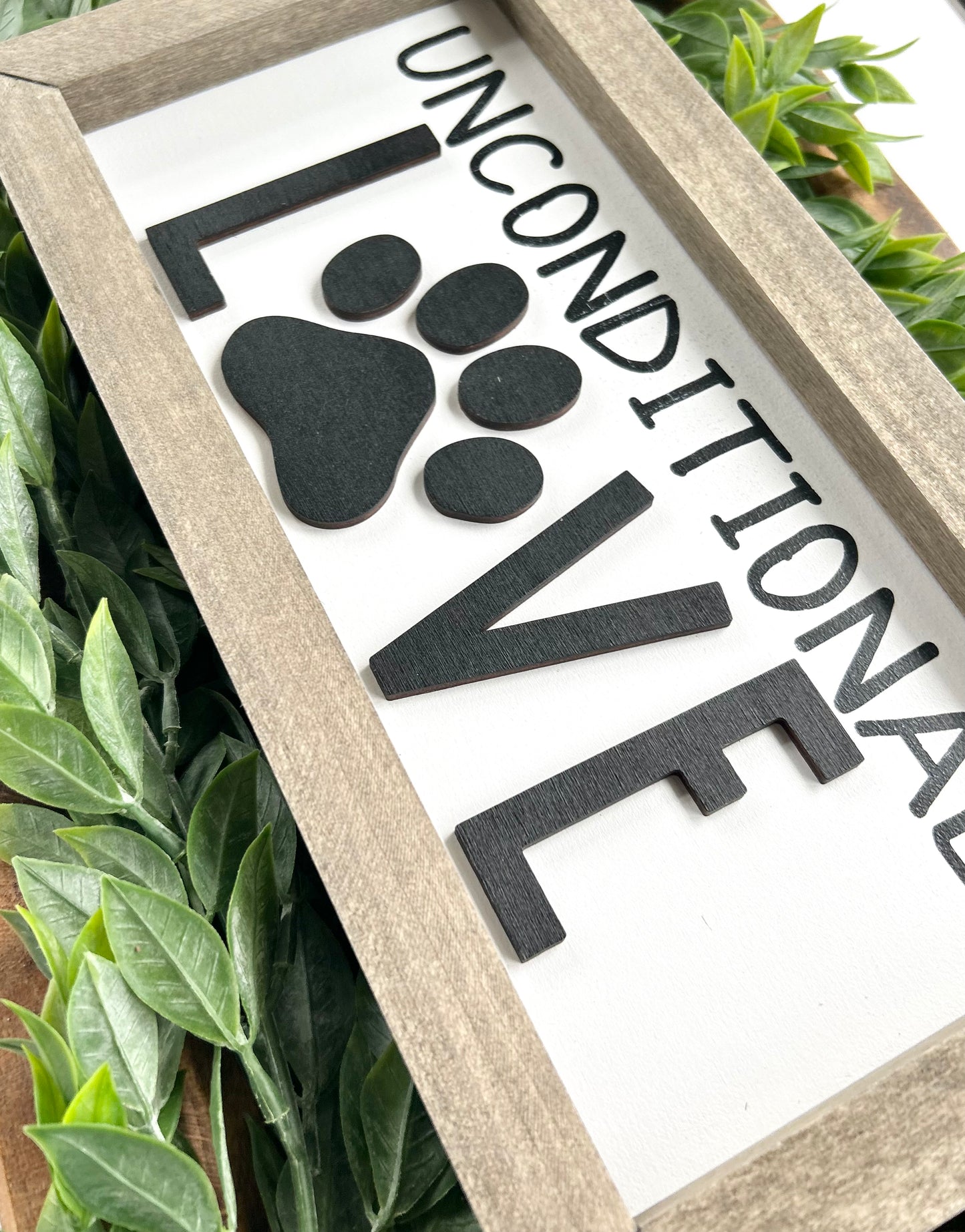 Unconditional Love Framed Dog Sign