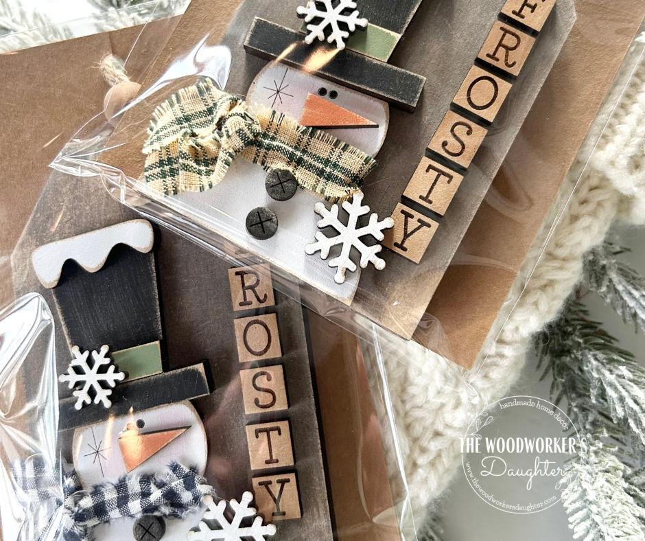 Primitive Frosty Snowman Tag and Gift Card Holder