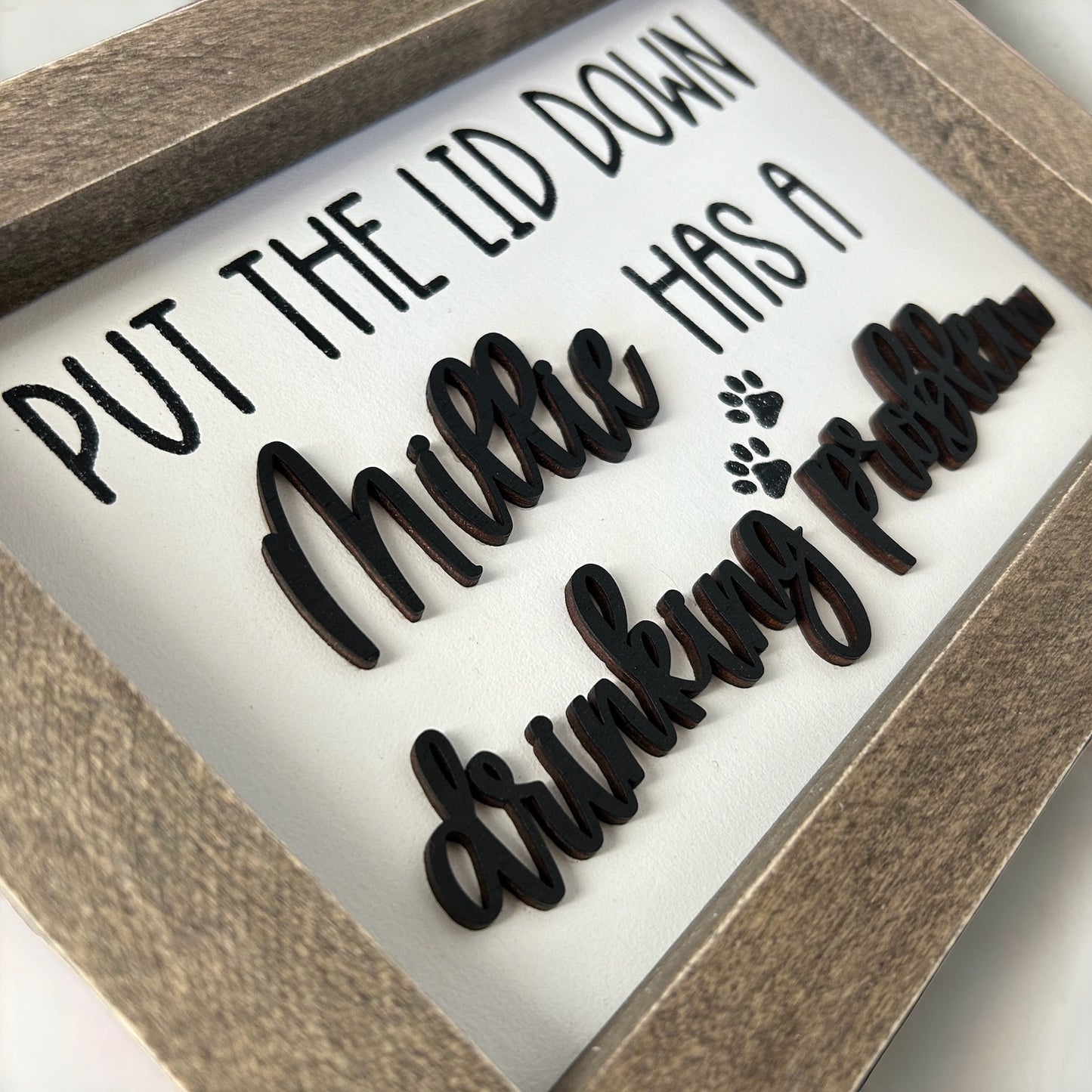 Put The Lid Down The Dog Has A Drinking Problem Funny Bathroom Wood Sign