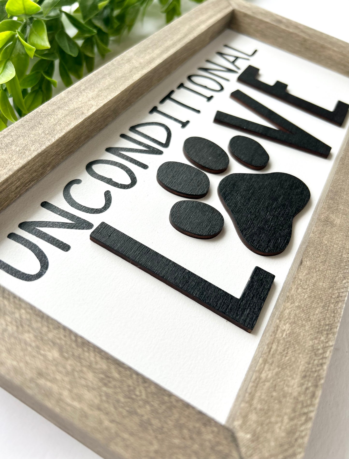 Unconditional Love Framed Dog Sign