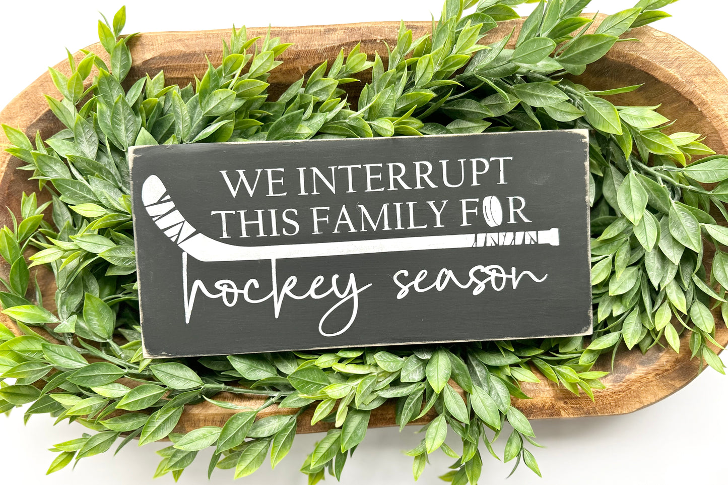 We Interrupt This Family For Hockey Season Wood Sign