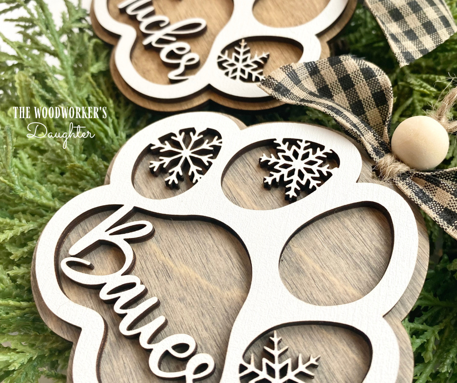 Paw Print Wood Ornament