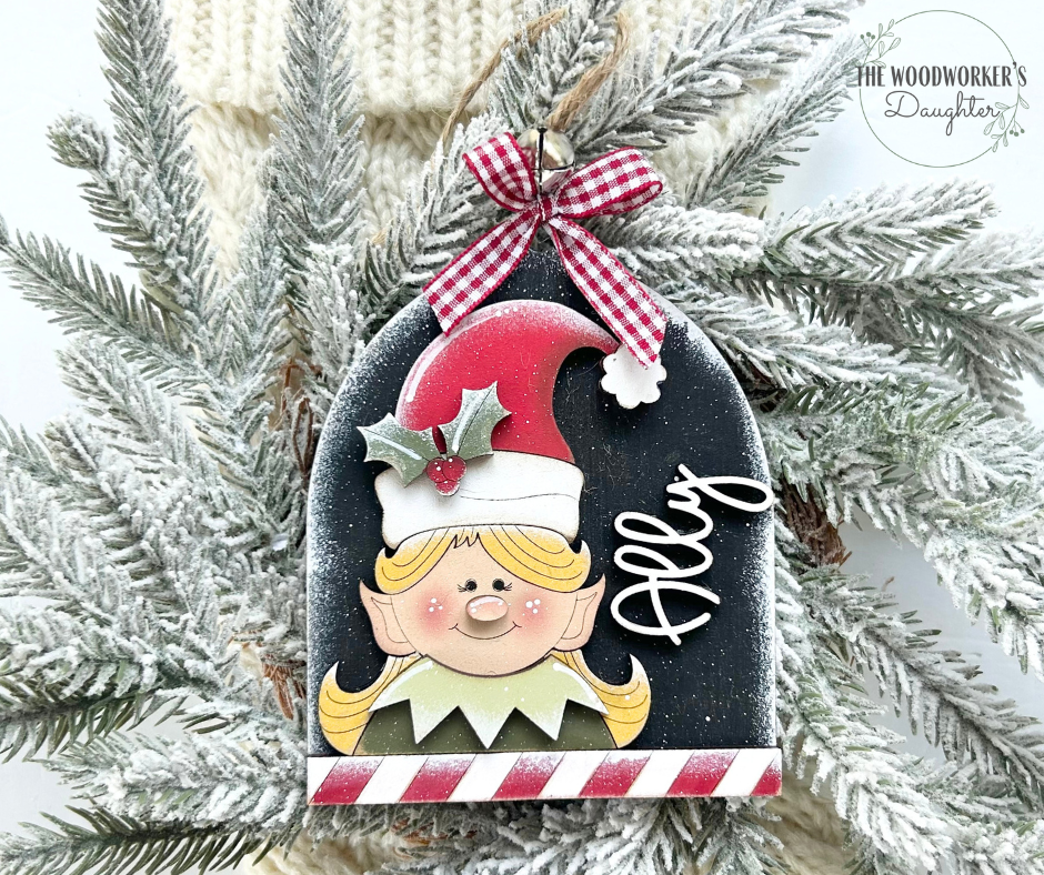 Personalized Elf Wood Ornament