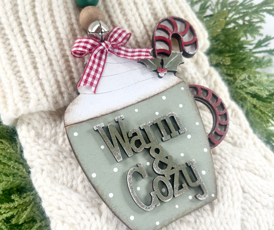 Cocoa Cup Wood Ornament