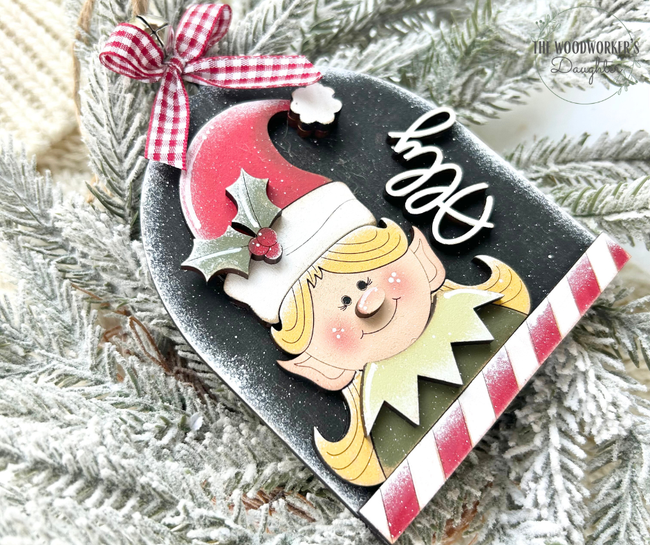 Personalized Elf Wood Ornament