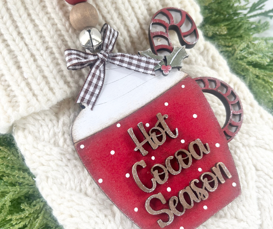 Cocoa Cup Wood Ornament