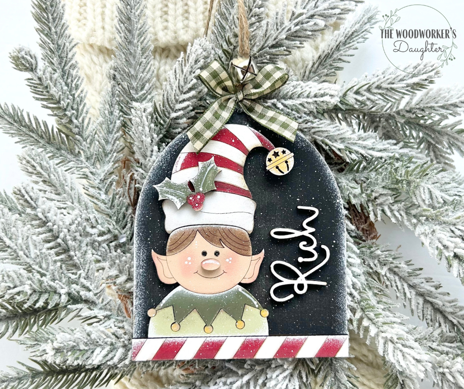 Personalized Elf Wood Ornament