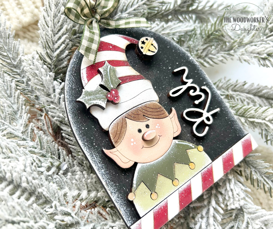 Personalized Elf Wood Ornament