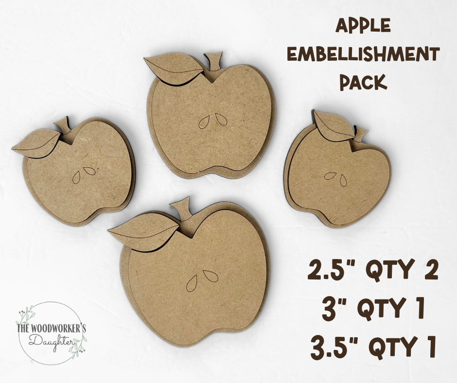 Apple Embellishment Packs – Wood Cuts