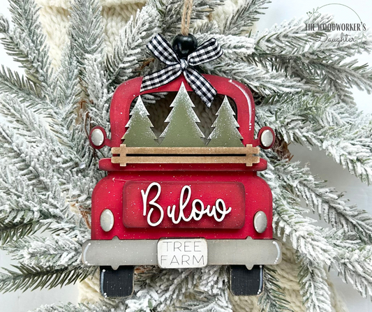 Personalized Classic Farmhouse Christmas Truck Ornament