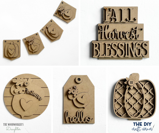 Harvest Pumpkin Tiered Tray Set – Wood Cuts