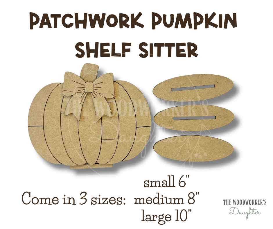 Patchwork Pumpkin Shelf Sitters – Wood Cuts