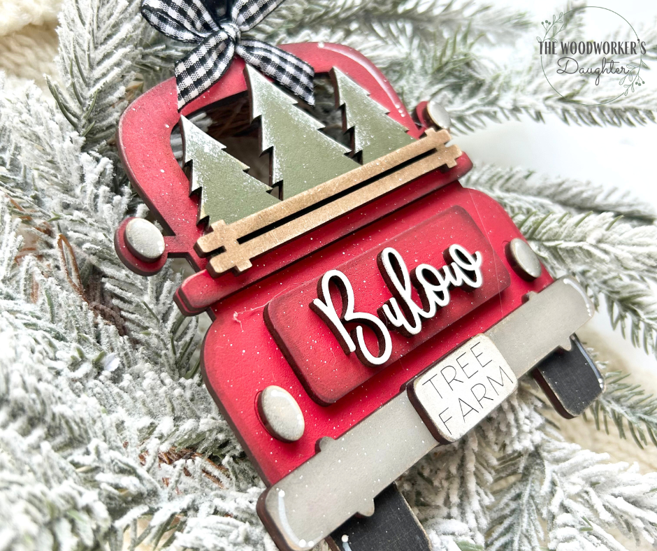 Personalized Classic Farmhouse Christmas Truck Ornament
