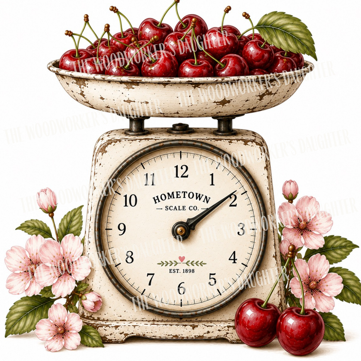 Cherries & Check Farmhouse Printable Collection | Cherry Graphics for Wood Crafts, Decoupage & DIY Decor