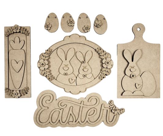 Primitive Easter Tiered Tray Set – Wood Cuts