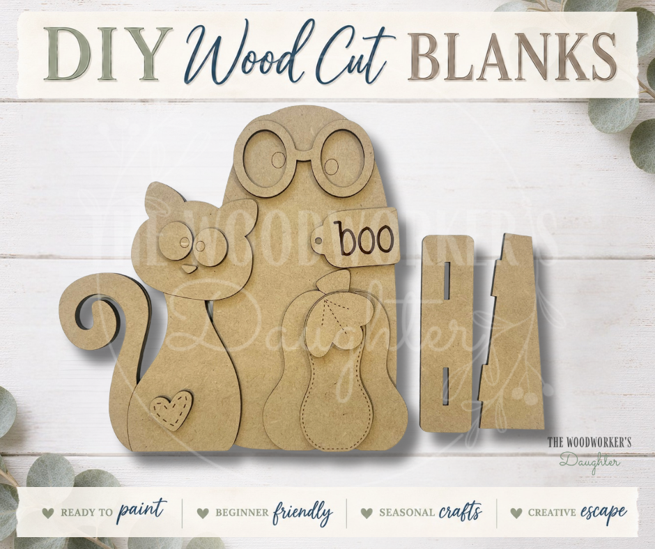 Whiskers and Boos Halloween Shelf Sitter – Wood Cuts