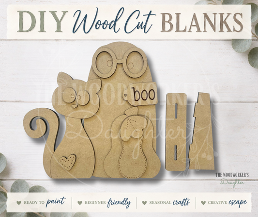 Whiskers and Boos Halloween Shelf Sitter – Wood Cuts