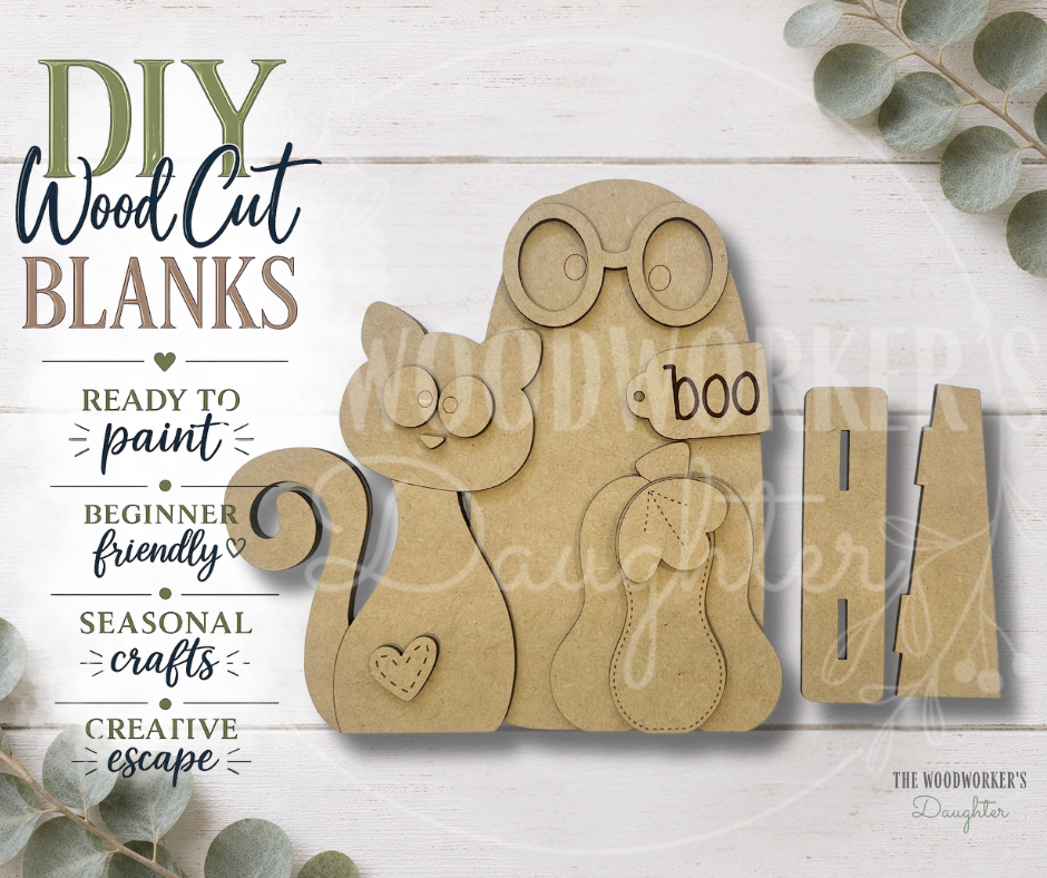 Whiskers and Boos Halloween Shelf Sitter – Wood Cuts