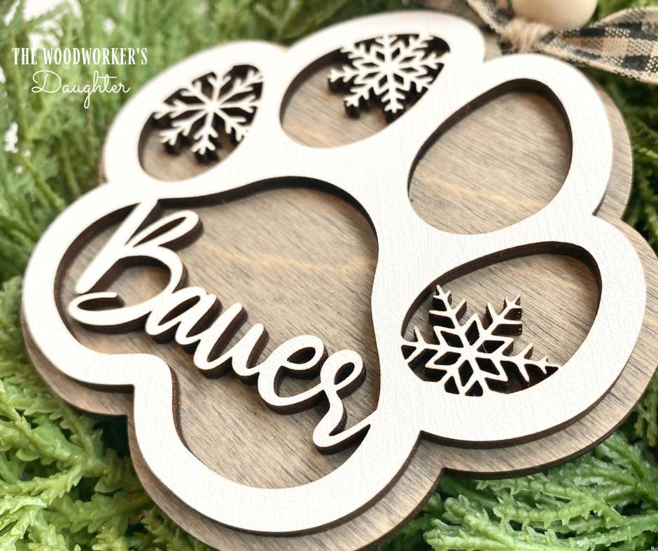 Paw Print Wood Ornament