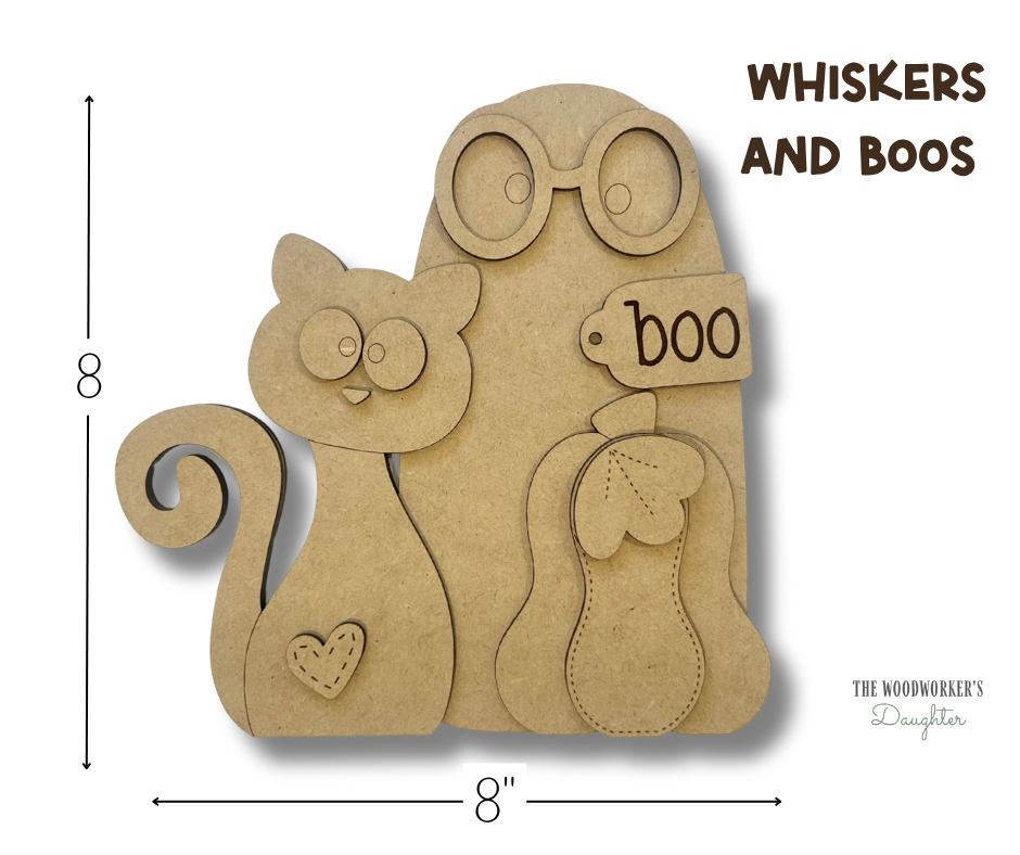 Whiskers and Boos Halloween Shelf Sitter – Wood Cuts