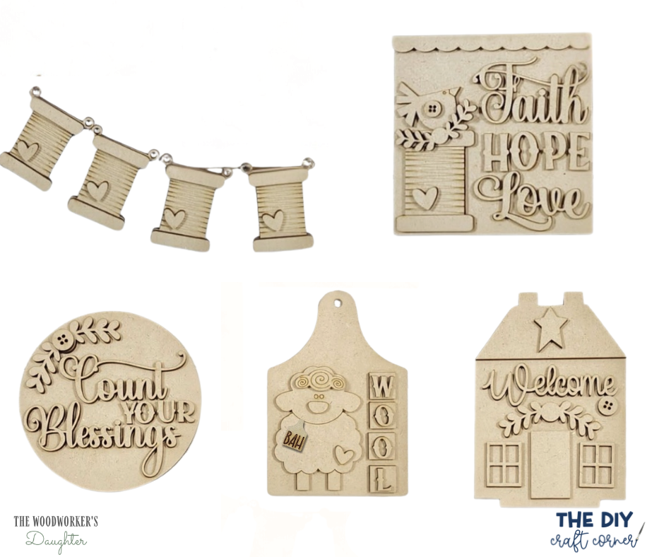 Farmhouse Keepsakes Tray Decor Set – Wood Cuts
