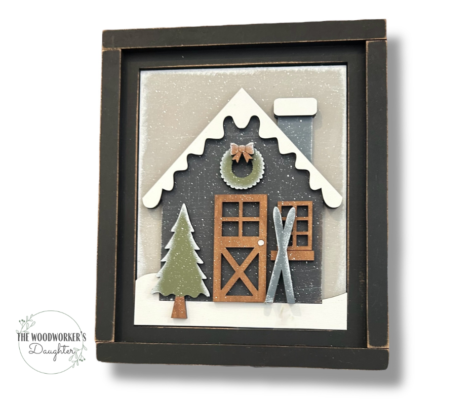 Winter Cabin Insert for Interchangeable Farmhouse Frame