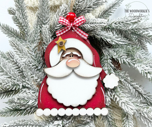Primitive Santa Ornament