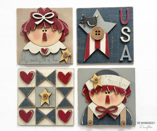 Primitive Americana Raggedy Ann and Andy Interchangeable Inserts