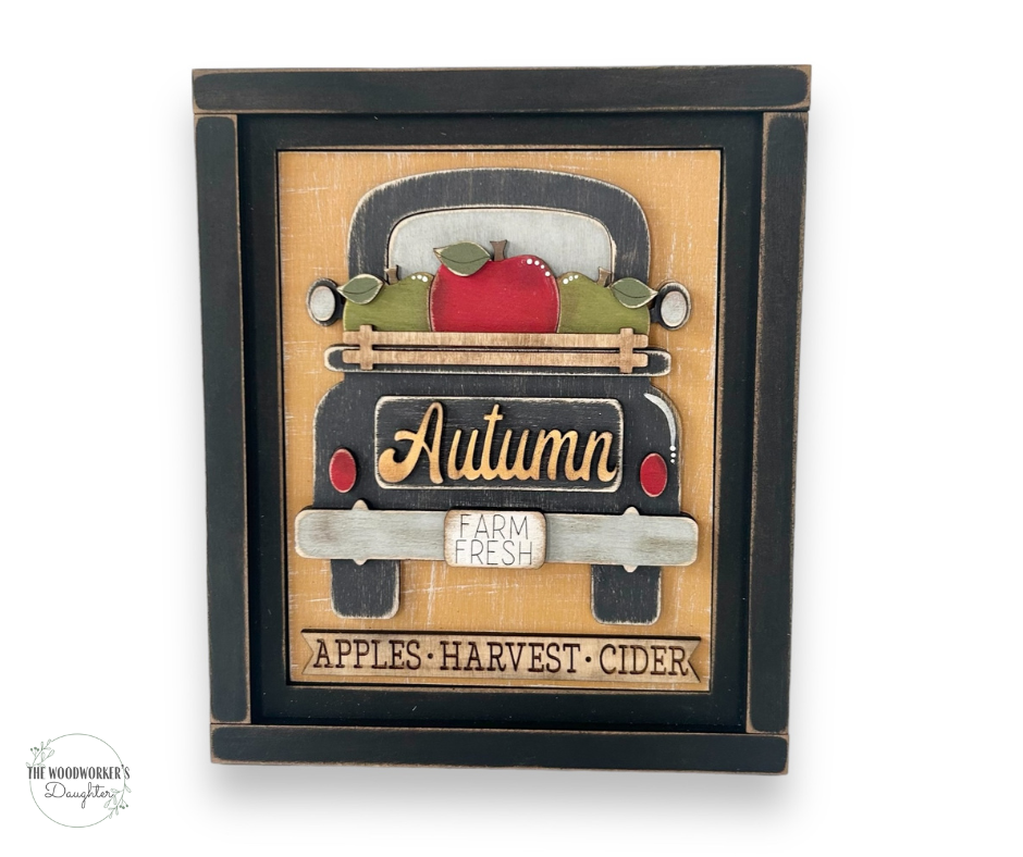 Fall Farmhouse Truck Insert for Interchangeable Farmhouse Frame