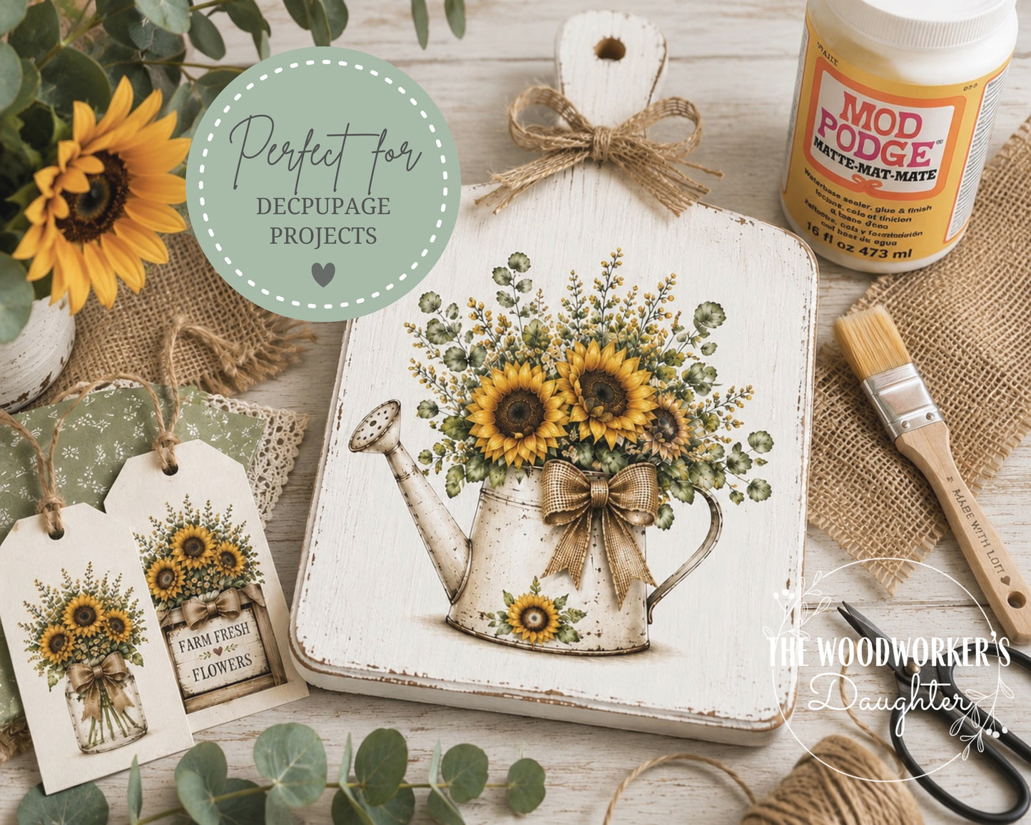 Sunflower Market Printable Collection | Sunflower Graphics for Wood Crafts, Decoupage & DIY Decor