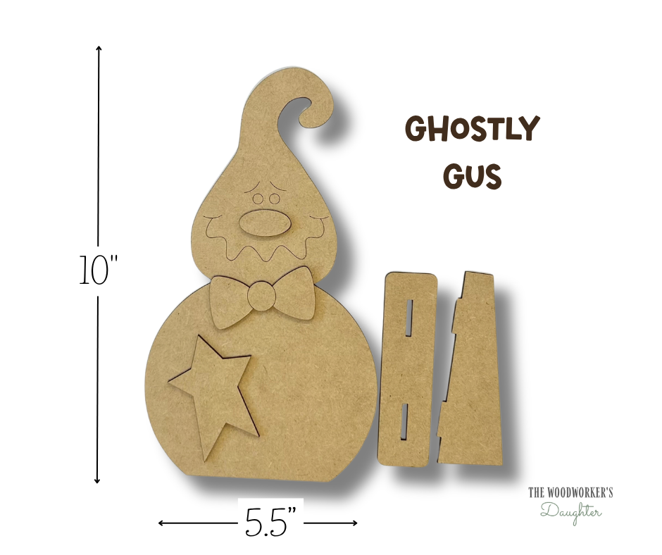 Ghostly Gus Shelf Sitter – Wood Cuts