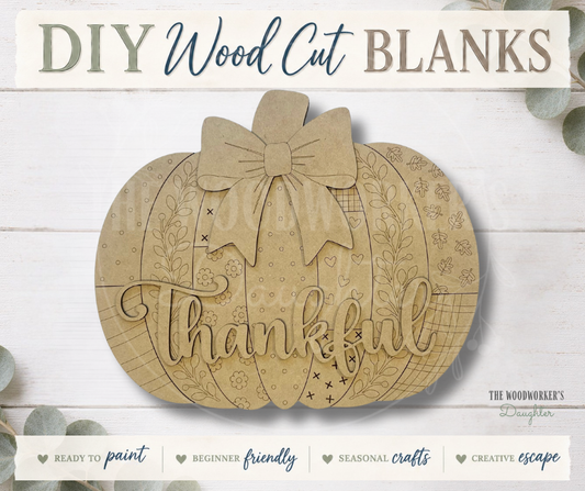 Patchwork Pumpkin Door Sign– Wood Cuts