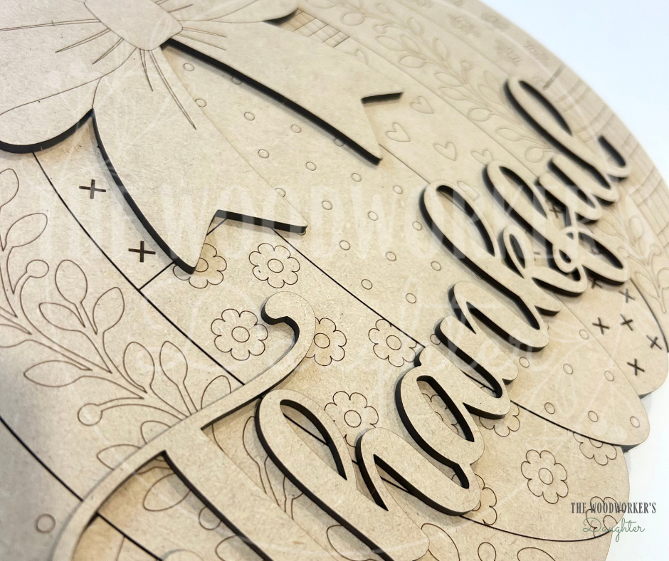 Patchwork Pumpkin Door Sign– Wood Cuts