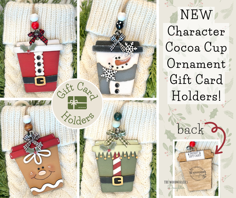 Cocoa Cup Character Ornament and Gift Card Holders