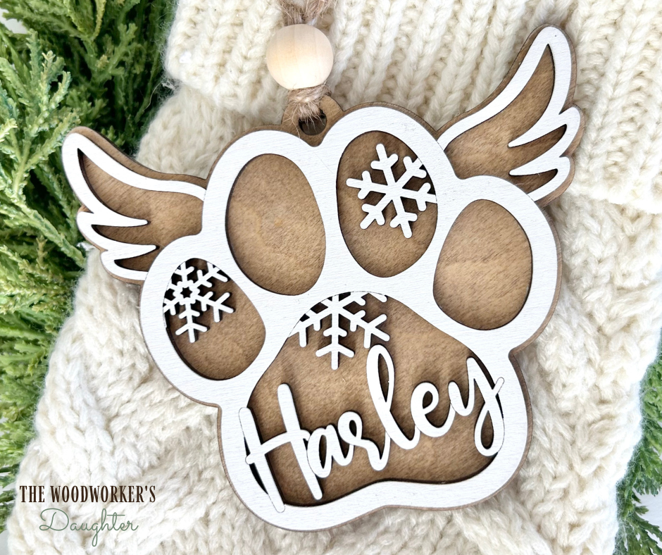 Paw Print Wood Ornament