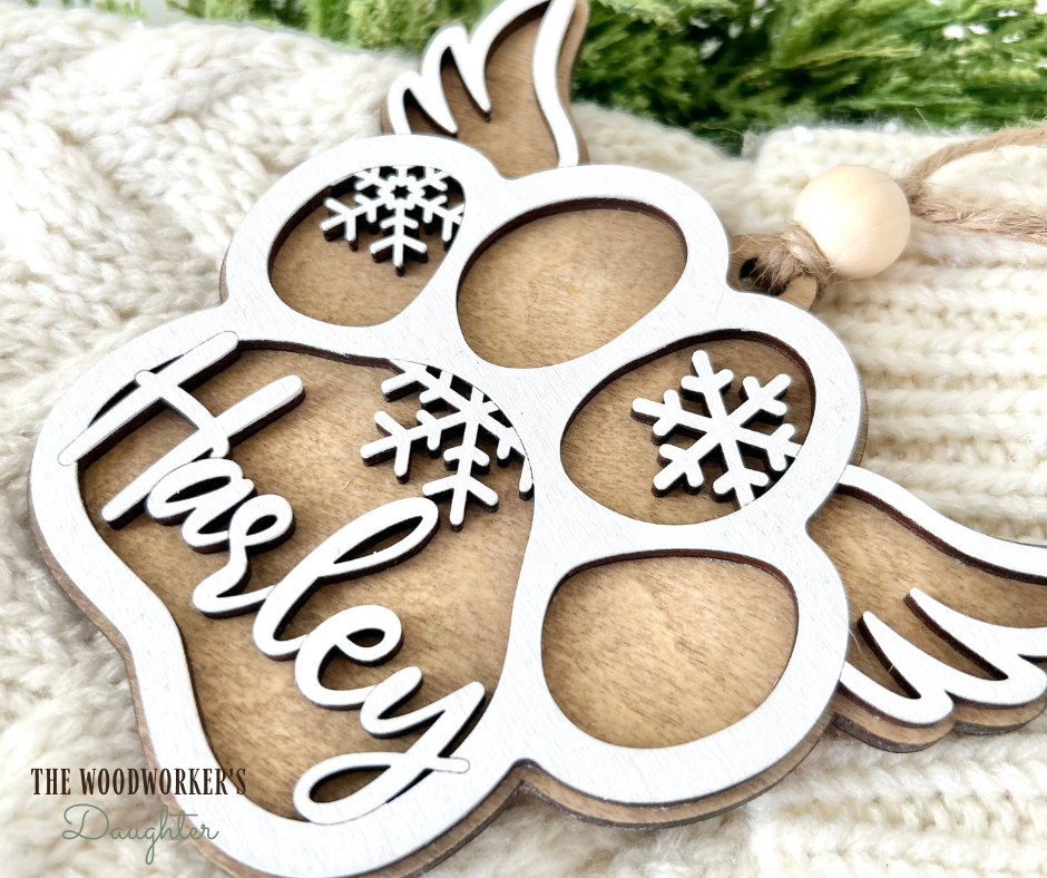 Paw Print Wood Ornament