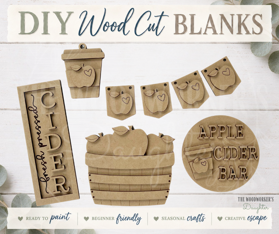 Cider Season Tray Decor Set – Wood Cuts