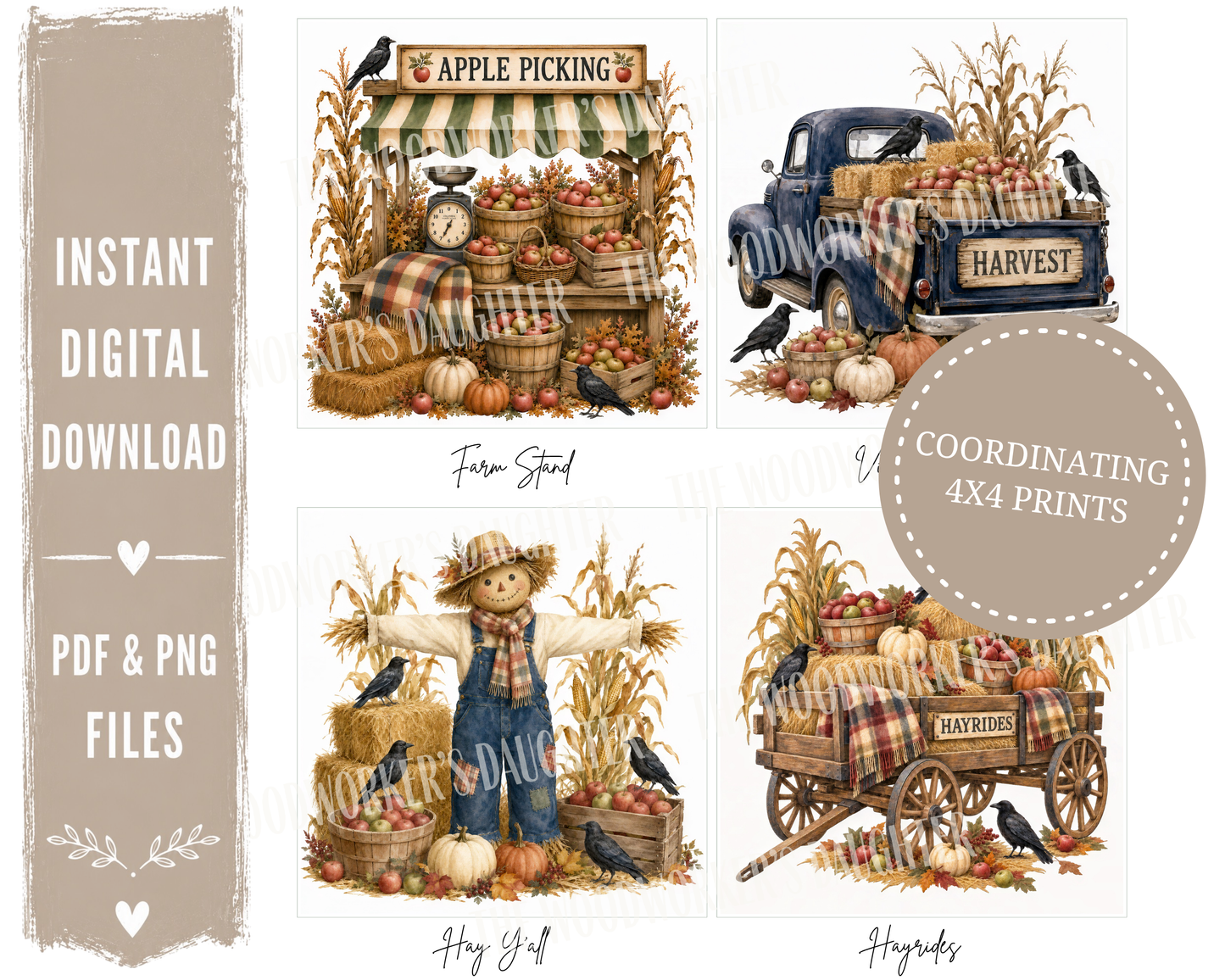 Apple Market Printable Collection | Apple Graphics for Wood Crafts, Decoupage & DIY Decor