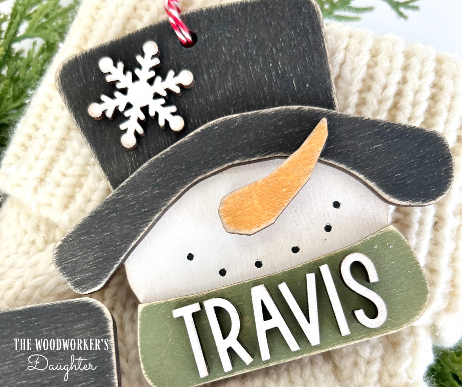 Personalized Snowman Wood Ornament