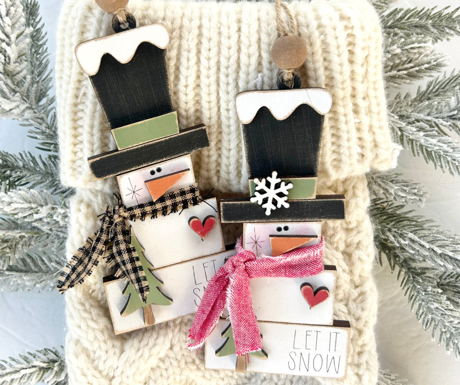 Stacked Block Snowman Ornament