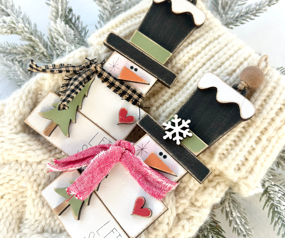 Stacked Block Snowman Ornament