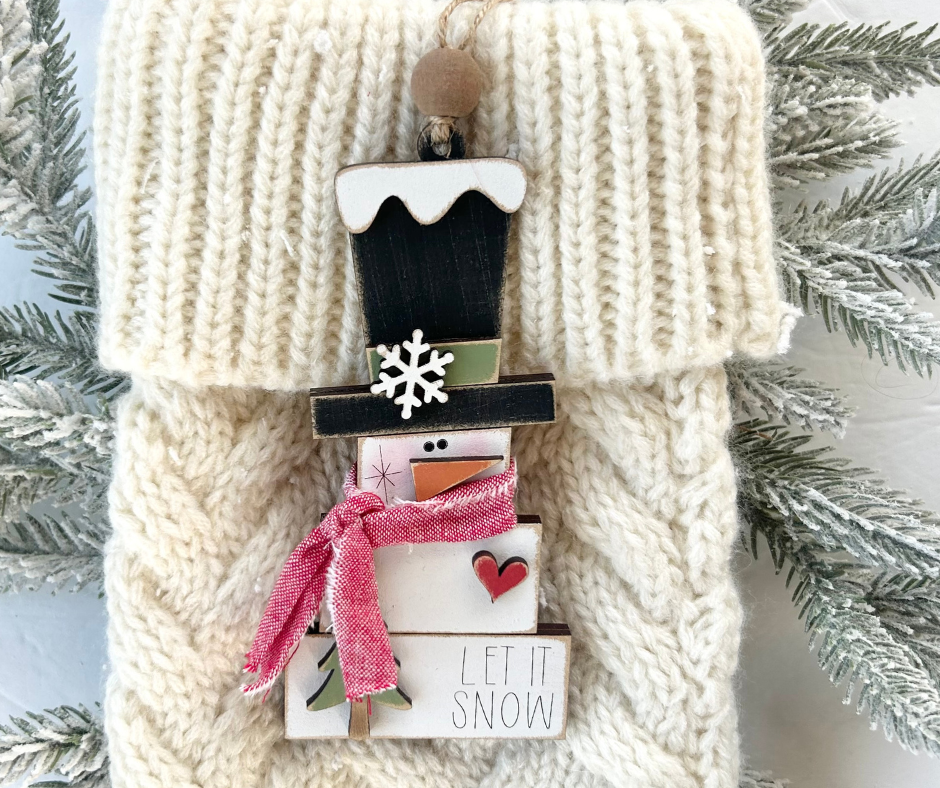 Stacked Block Snowman Ornament