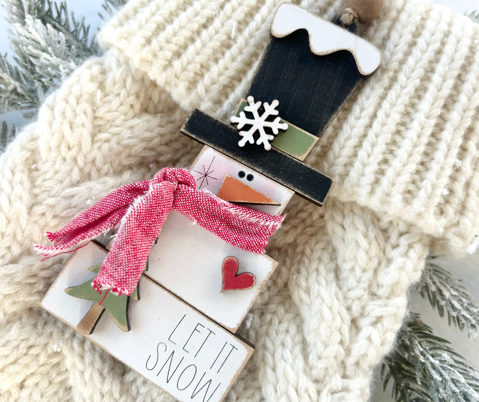Stacked Block Snowman Ornament
