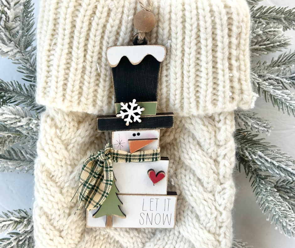 Stacked Block Snowman Ornament